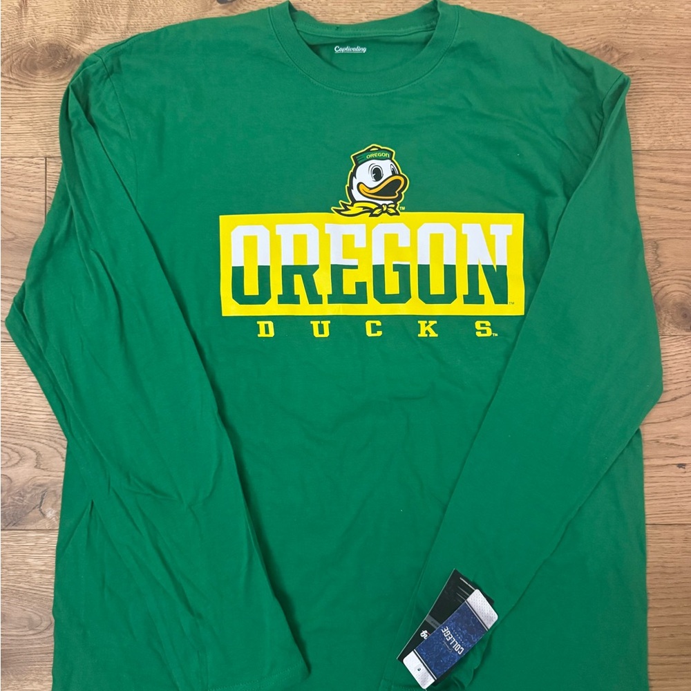 Oregon Ducks Long Sleeve T-Shirt Green NCAA College Football NWT Size XL Duck